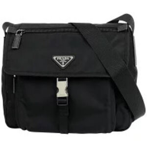 Prada Plate Shoulder Bag Crossbody Nero Black